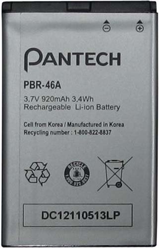 Pantech DC12110513LP Lithium Ion Battery for Pantech PBR-46A/Breeze II - Original OEM - Non-Retail Packaging - Black