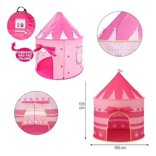 Barraca Infantil Cabana Infantil Menina E Menino Tenda Cabaninha Dobravel Castelo Das Princesas E Príncipes [ K-SELL IMPORTS ] (Rosa)