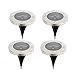 Exlight Solar Powered Ground Light Outdoor Ground Light Garden Landscape Lighting, Pathway, Stairway Comes With 2 LEDs IN One Ground Light 1 Strong Durable Good Brightness Black Base Pack of 4