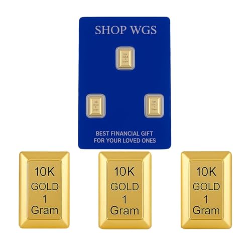 SHOP WGS (Set of 3-3 Gram) 1 Gram Gold Bar 10K & 14K Yellow Gold Bullion Gold Bars for Collectible & Value Storage Gifts for Him & Her (10K Yellow Gold)