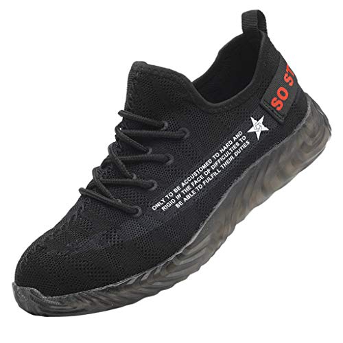 Women's Mens Steel Toe Safety Work Shoes, Casual Outdoor Athletic Slip Resistant Fashion Sports Sneakers Gray