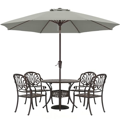 ABCCANOPY Sonnenschirm wasserdicht UV50+ mit Kurbel, Hellgrau 270cm