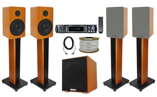 Rockville Bundle: (1) RPA60BT V2 Amplifier Mixer Bundle with (1) Pair RockShelf 58C Speakers/8 Ohm & (1) Rock Shaker Home Theater Subwoofer Sub (Items 4)