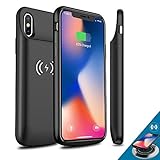 NEWDERY Upgraded iPhone X Xs Battery Case Qi Wireless Charging Compatible, 6000mAh Slim Extended Rechargeable External Charger Case Compatible iPhone X Xs (5.8 Inches Black)