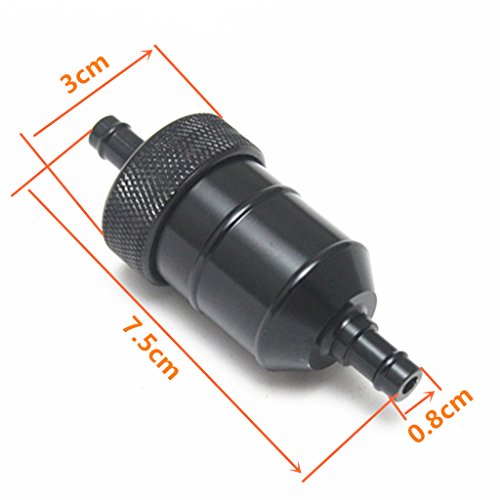 E-Bro Aluminum Fuel Filter Washable Motorcycle Reusable 1/4" 5/16" (Black)