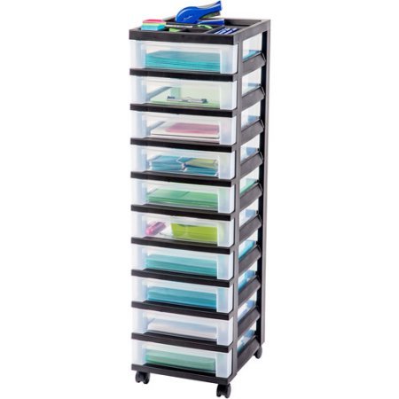 IRIS 10-Drawer Rolling Storage Cart, Black
