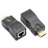 [New Upgrade ] HDMI Extender, 1080P GREATSTAR 30M HDMI to RJ45 Network Cable Extender Converter Adapter with Built-in Thunder Protection Circuit, Support HDCP (Black)