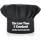 AGMDESIGN The Last Time I Cooked Hardly Anyone Got Sick Chef Hat, Adjustable Kitchen Cooking Hat for Men & Women Black, Mother's Day/Father's Day/Birthday Gift for Him, Her, Mom, Dad, Friend