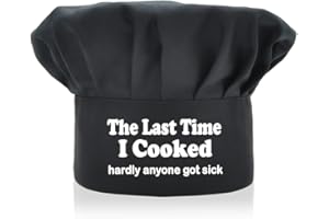 AGMDESIGN The Last Time I Cooked Hardly Anyone Got Sick Chef Hat, Adjustable Kitchen Cooking Hat for Men & Women Black, Mother's Day/Father's Day/Birthday Gift for Him, Her, Mom, Dad, Friend