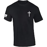 Mens Christian Shirt Faith Cross Crest American Flag Sleeve T-Shirt Graphic Tee