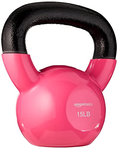 Amazon Basics Vinyl Coated Cast Iron Kettlebell, 15