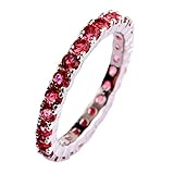 Psiroy 925 Sterling Silver Created Ruby Spinel Filled Eternity Stacking Ring Band