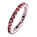 Psiroy 925 Sterling Silver Created Ruby Spinel Filled Eternity Stacking Ring Band