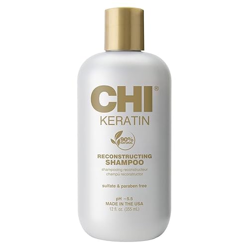 CHI Keratin Reconstructing Shampoo, Delivers Healthier Hair, Adds Shine & Helps Prevent Future Breakage, Sulfate, Paraben, & Cruelty-Free, 12 Oz