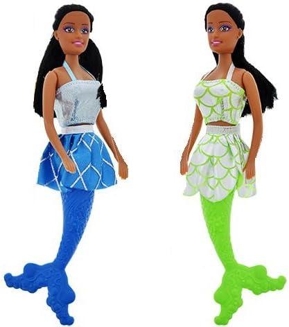 Black African American Mermaid Dolls Toy 11in. Add to your Barbie Collection. Fashion Classic Birthday Party Christmas Gifts. Changeable Skirts Clothes Dress Hair Moorish 2017 Holiday. Set of 2 Varies