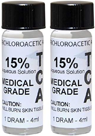 TCA 15% (2pk) Trichloroacetic Acid - Chemical Skin peel, Exfoliator, Fine lines, Crepey Skin (15% dram_2pk)