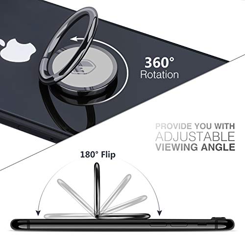 Phone Ring Holder Finger Kickstand - FITFORT 360° Rotation Metal Ring Grip for Magnetic Car Mount Compatible with All Smartphone-Gun Black
