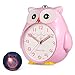 SkyNature Kids Alarm Clock,Owl Dual Alarm with Night Light and Snooze,Silent Non-Ticking Battery Operated Loud Alarm Clock for Girls Bedroom Decor, Easy to Set - Pink