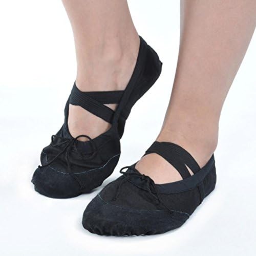 Wgwioo Soft Canvas Ballets Dance Split Flat Shoes Gymnastics Dancing Slippers For Girls Women Ladies In Different Sizes Pack Of 5