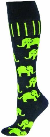 Sockup Elephants Socks Medium Black/Florescent Green