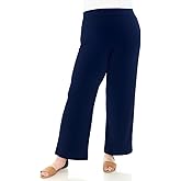 LEEBE Women and Plus Size Pull On ITY Knit Straight Wide Leg Pant (Small-5X)