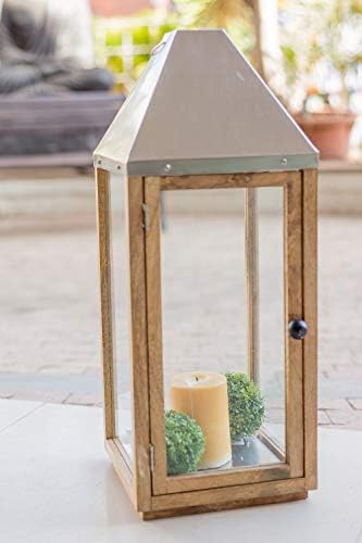 Decorative Mango Wooden Lantern with Candle| Lantern lamp|Candle Lanterns for Indoor and Outdoor use by ShilpM(H : 11', Dia : 5')