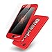 iPhone 7 Case,AICase Ultra Thin Supreme Fashion Full Body Coverage Protection Soft PC [Dual Layer][Slim Fit] Case with Tempered Glass Screen Protector for Apple iPhone 7(Red)