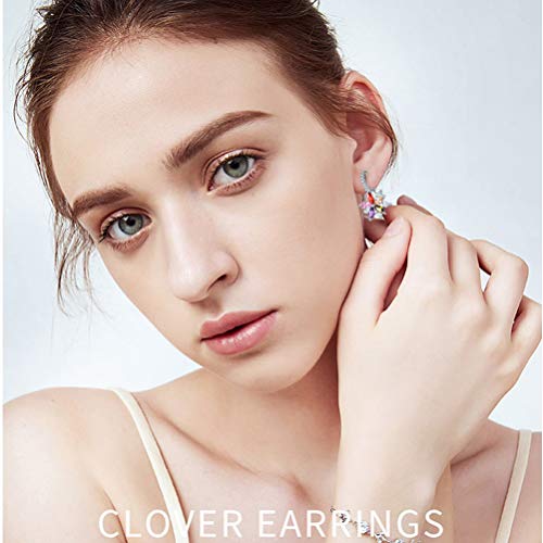 CICINIO 14K Cubic Zirconia Colorful Rhinestone Flower Stud Earrings, Dangle Hook Earrings Studs Hypoallergenic for Girls Women