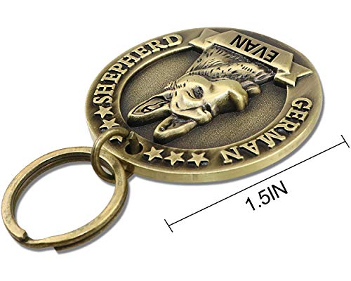FunTags Bronze Breeds Customized Dog Head 3D Effect Dog ID Tag,High-Relief Copper Dog Tag,Personalized Stainless Steel Front&Back Laser Engraving Dog Name Tag,German Shepherd Tag