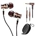 Earbuds, Wood in Ear Headphones, Stereo Bass Noise-isolating Earphones with Microphone and Inline Remote Controller, Carrying Case (Brown)