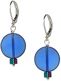 Ocean Blue Sea Glass Earrings, Handmade Jewelry- Swarovski Rainbow Blue Crystal