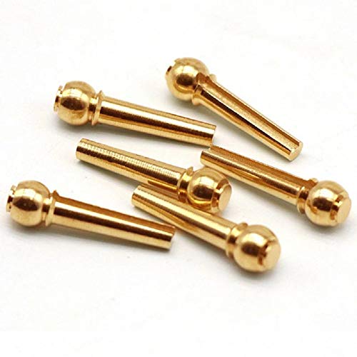 GOSONO 6pcs Acoustic Guitar String Bridge Pins Solid Copper Brass Endpin Replacement Parts Accessories with Pack
