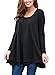 Floral Find Women Long Sleeve A-line Tunic Top Scoop Neck Loose Fit Blouse Shirt Flowy Layered Hem (Black, Large)