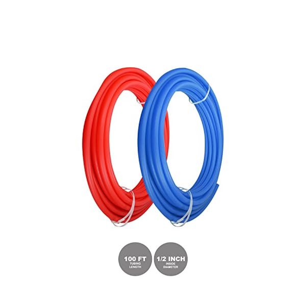Pexflow Pex Tubing Kit with 1/2 Inch x 100' Coil Red and Blue Potable Water Pex Tubing Combo - Image 3