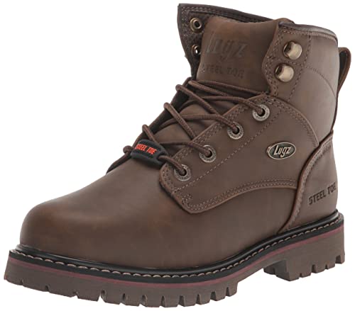 Lugz Men's Brute Steel Toe Work Boot, Walnut/Black/Taupe, 10 W US