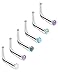 ORAZIO 5-6Pcs 20G Stainless Steel Nose Stud Rings Body Piercing Jewelry Mixed Colored Opal Stone Inlaid