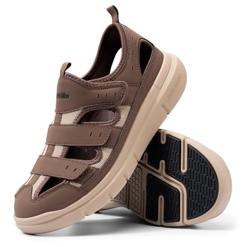 FitVille Diabetic Sandals for Men Extra Wide Shoes for Swollen Feet Wide Width Men Shoes with Adjustable Strap