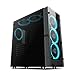 Atlantis ATX Mid-Tower Desktop Computer Gaming Case Tempered Glass Windows with 120mm LED Ring Fans Ice Blue Ring Fans Pre-Installed (with 7 Ice Blue Fans)…