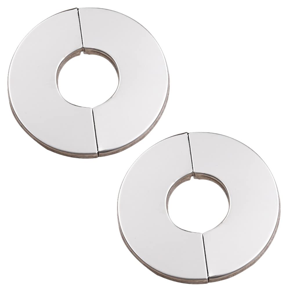 2PCS Split Two-Piece Chrome Stainless Steel Valve/Tap Cover/Valve Hole Cover Tap Plug-in Collar Silver for 42mm Hole