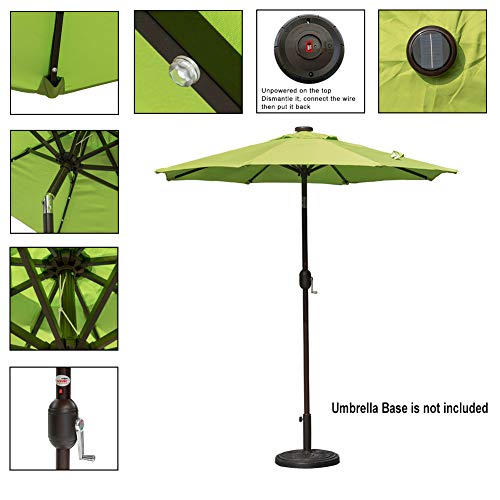 Sundale Outdoor 7 Ft Solar Powered 24 Led Lighted Patio Umbrella Table Market Umbrella With Crank