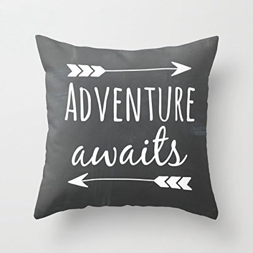 Ashasds Tribal Style Word Adventure Awaits Chalkboard Decoration Throw Pillow Covers For Home Indoor Friendly Comfortable Cushion Standard Size 18x18 IN