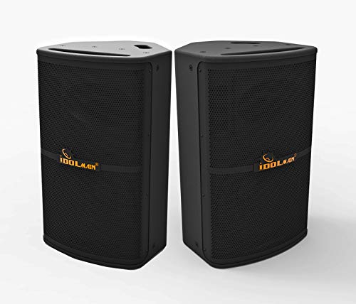 IDOLPRO 1300W Professional Home Karaoke System With Dual Channel Wireless Microphones And Red Cherry Wood 10" Speakers - FREE Speaker Cables