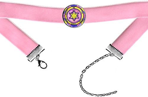 Solomons 2nd Jupiter Seal for Honor Wealth Peace Pink Velvet Choker