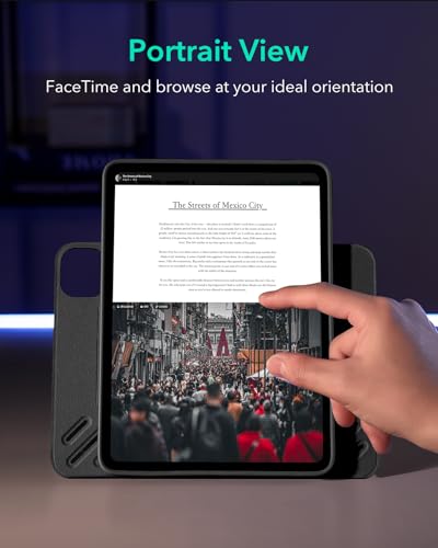 ESR for iPad Pro 11 Inch Case (2022/2021/2020/2018, 4th/3rd/2nd/1st Generation), Removable Magnetic Cover, Adjustable Portrait/Landscape Stand with Raised Display View, 9 Standing Angles, Black