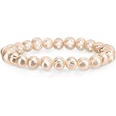 Savlano 8-9MM Cultured Freshwater Baroque Pearl Stretch Bracelet 7 Inches. Available In a Range of Beautiful Colors, For Women Comes with Gift Box