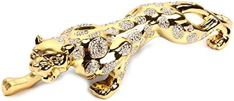 POPURO (TM Leopard Metal with Czech crystals Car Dashboard Decoration Ornaments (28×6.5cm, gold)