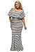 Lady Swain Women's Striped Off Shoulder Ruffle Tube Plus Size Mermaid Maxi Dress