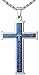 Aoiy Men's Stainless Steel Lord's Prayer Cross Pendant Necklace, Dark Blue Color, 23