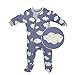 zippyjamz Organic Baby Footed PJs w/Inseam Zipper - Sleepy Clouds Blue (9-12 Mos)