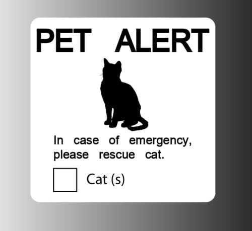 Pet Alert Cat Emergency Sticker 4" x 4" White